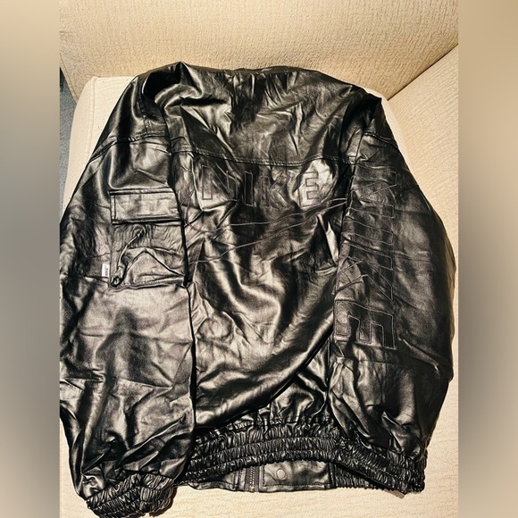 Vintage Leather Nike Jacket Black Large - Picture 1 of 3